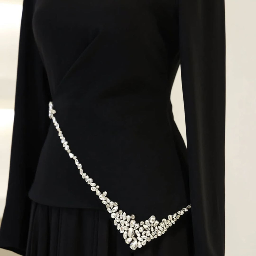 The Stone Embellished Modest  Evening Top & Skirt Set