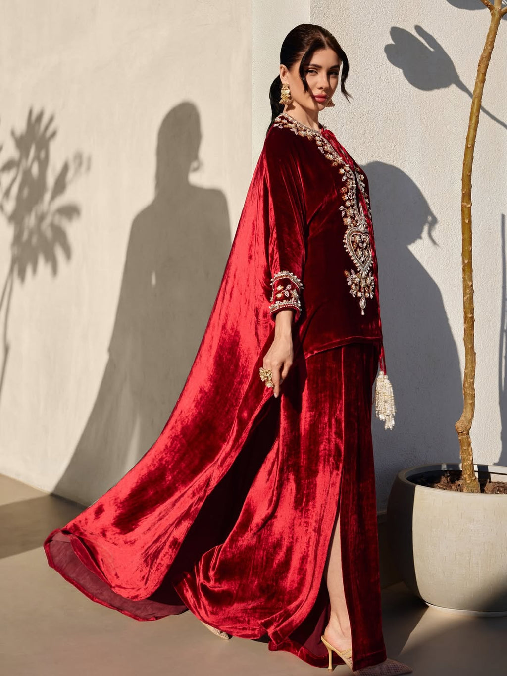 Premium Velvet Kaftan, High-Quality Winter Occasion Wear