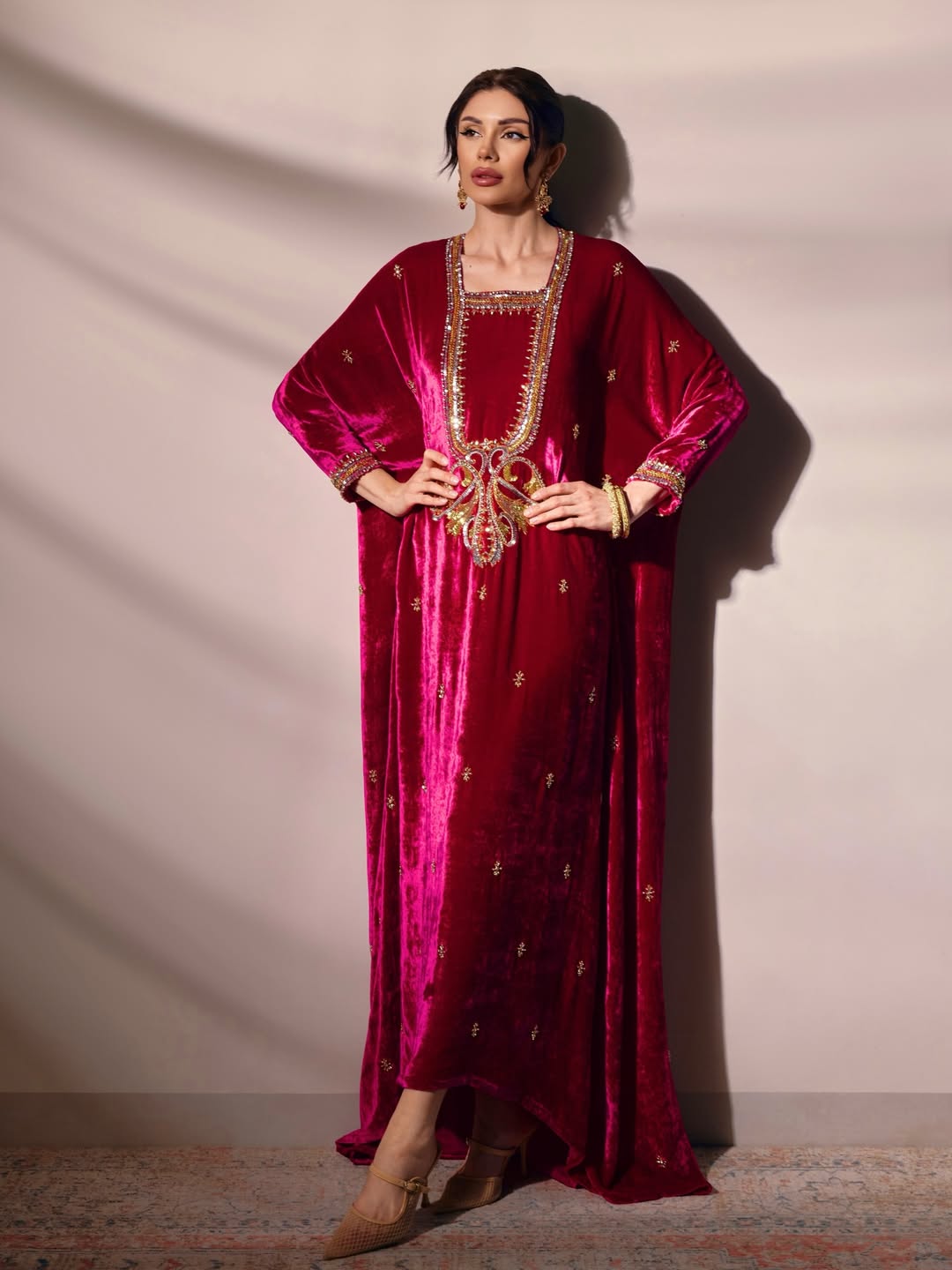 Premium Velvet Kaftan Abaya – Limited Edition Hand-Worked Design