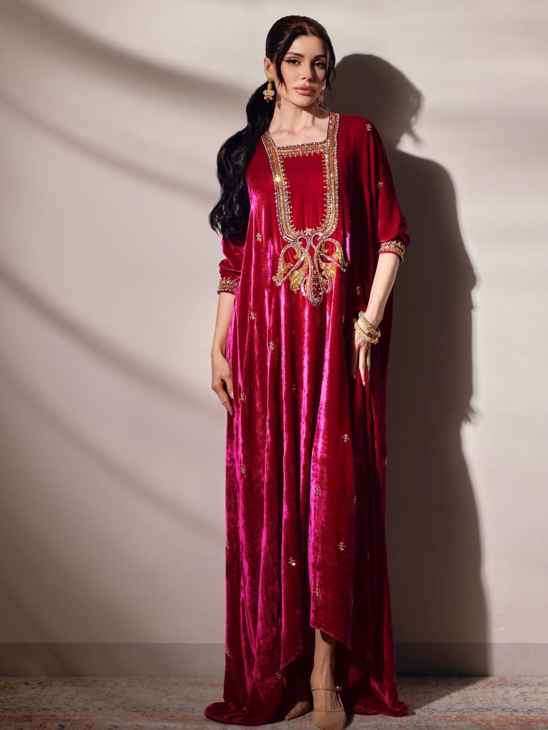 Premium Velvet Kaftan Abaya – Limited Edition Hand-Worked Design